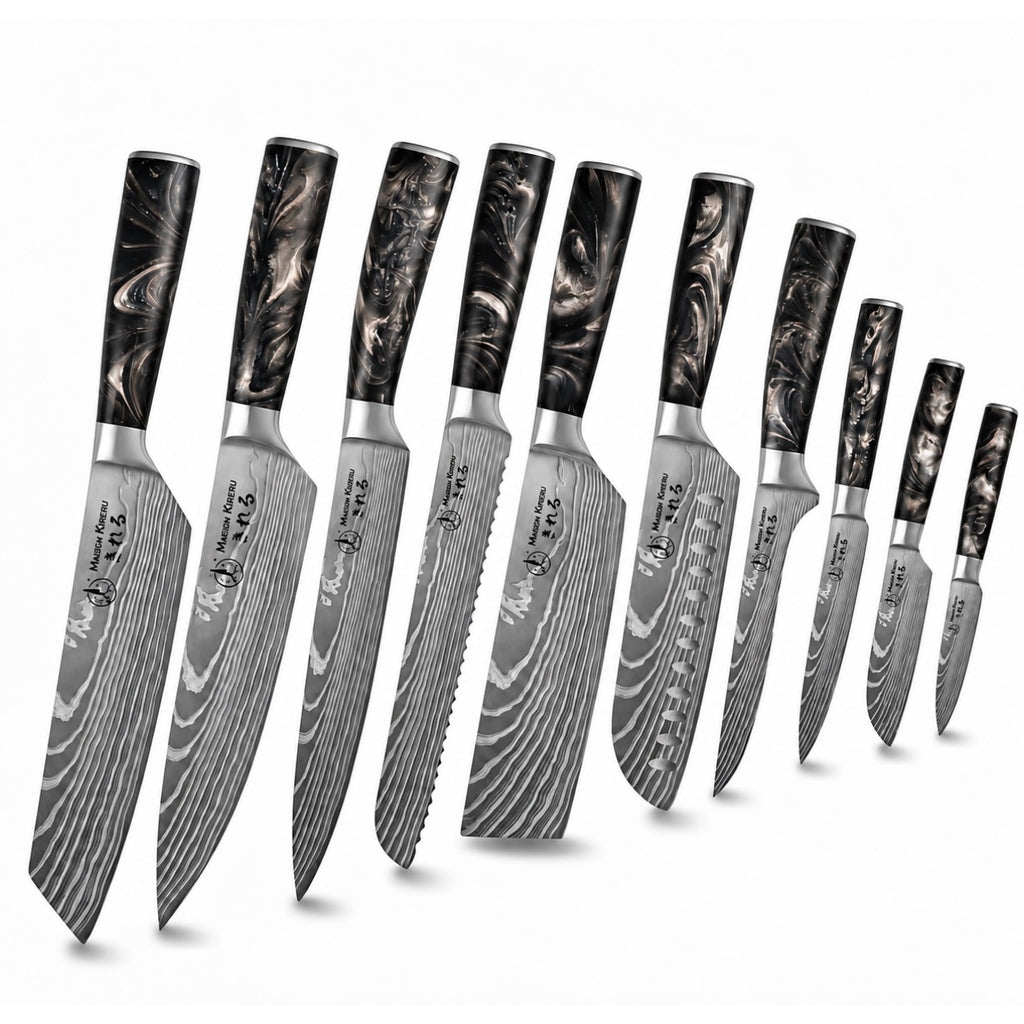 Couteaux Japonais Katachi · Set de 10 · Noir Charbon