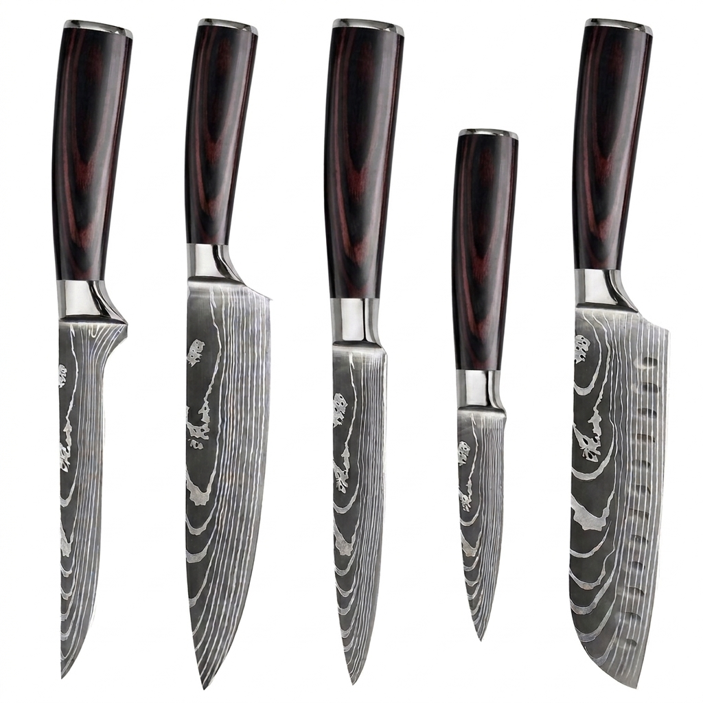 Set de 5 couteaux Japonais - KATACHI - Dark Wood