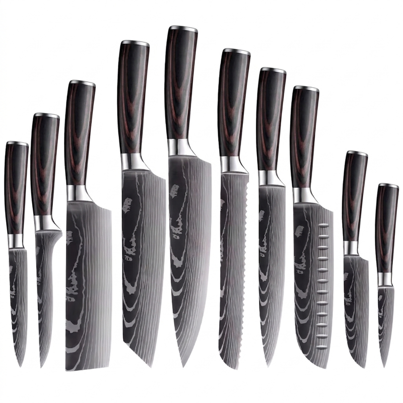 Couteaux Japonais Katachi · Set de 10 · Dark Wood
