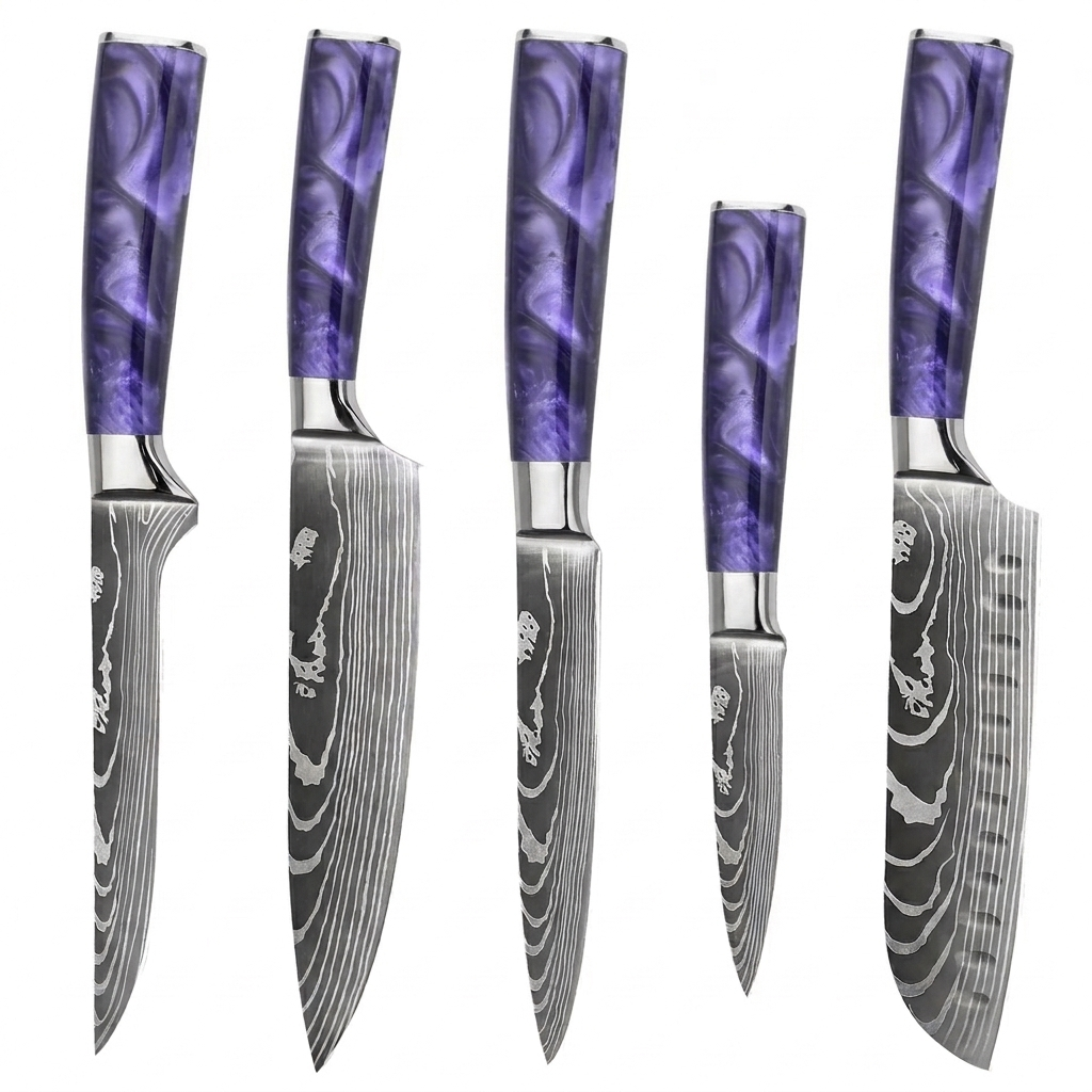 Set de 5 couteaux Japonais - KATACHI - Violet Impérial