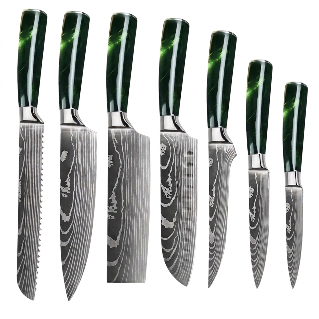 Set de 7 couteaux Japonais - KATACHI - Forest Green