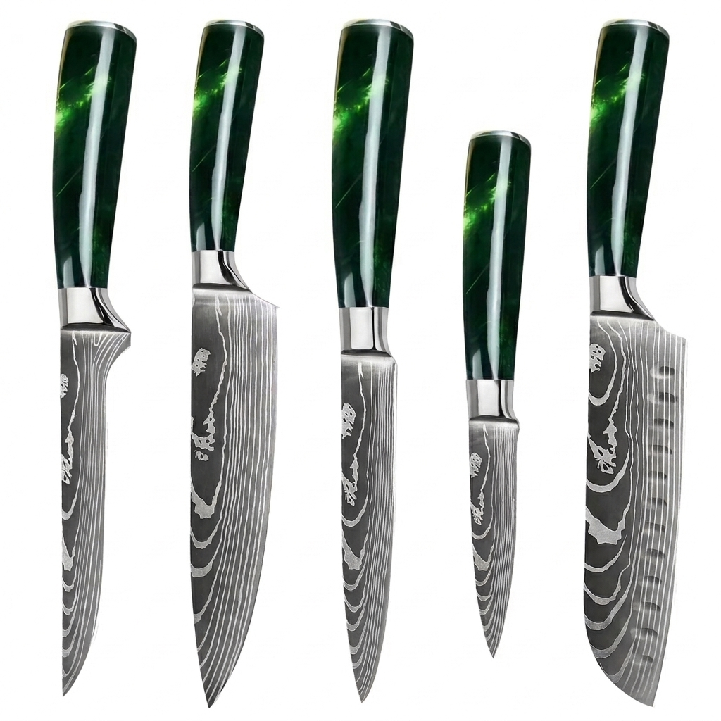 Set de 5 couteaux Japonais - KATACHI - Forest Green