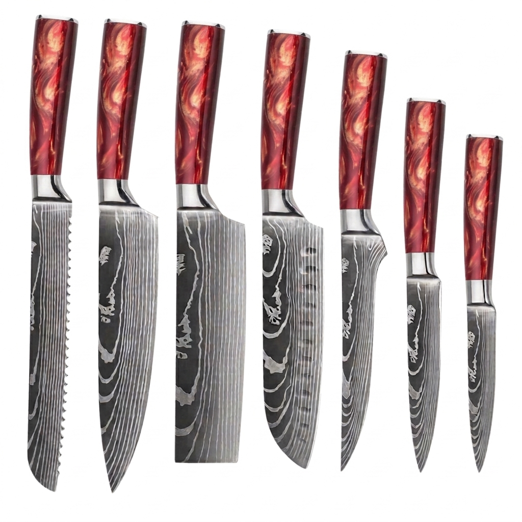 Set de 7 couteaux Japonais - KATACHI - Golden Brown