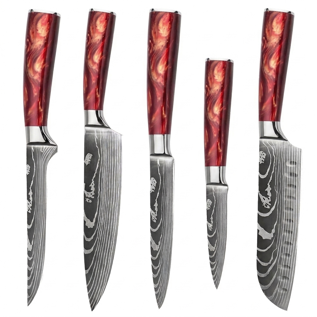 Set de 5 couteaux Japonais - KATACHI - Golden Brown