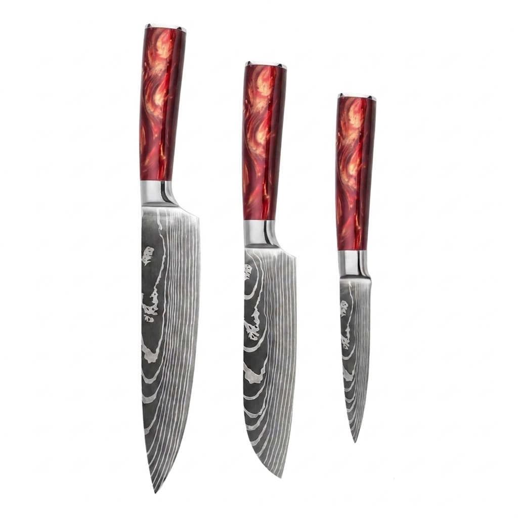 Set de 3 couteaux Japonais - KATACHI - Golden Brown